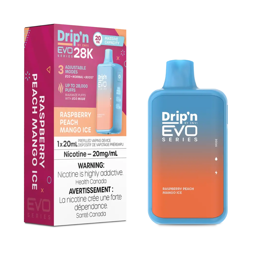 DRIP'N EVO 28K (20ML) - · Raspberry Peach Mango Ice
